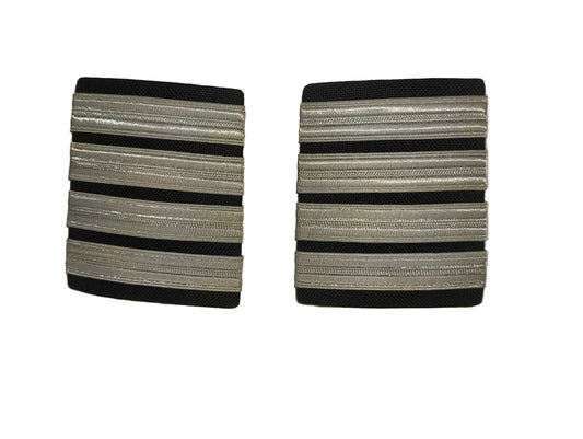 Pilot Uniform Shoulder Epaulettes (Four Silver Stripes)