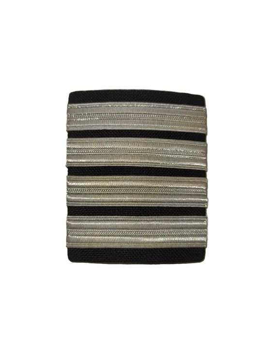 Pilot Uniform Shoulder Epaulettes (Four Silver Stripes)