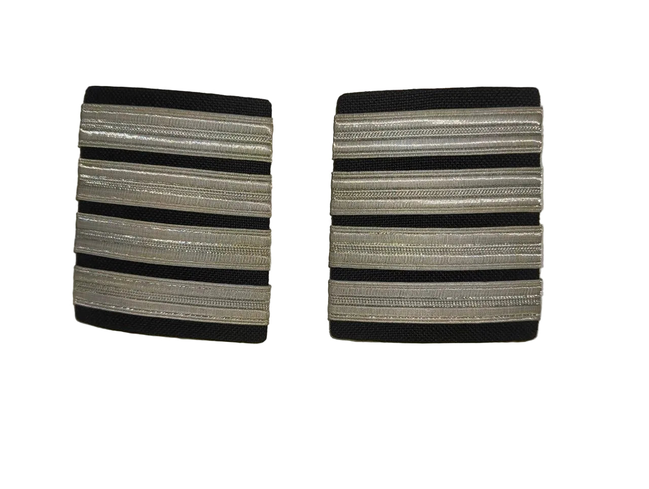 Pilot Uniform Shoulder Epaulettes (Four Silver Stripes)