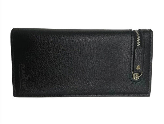 Flaps up Long Wallet with Zipper Pocket (Black)
