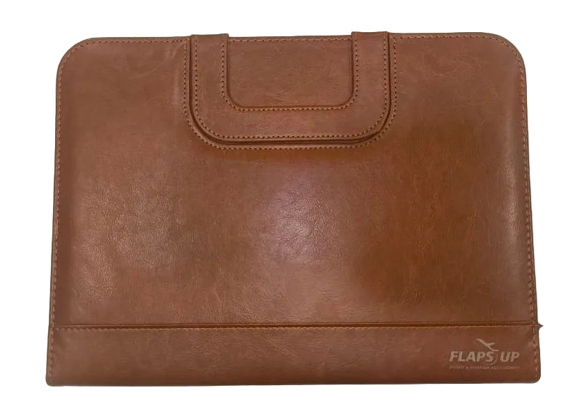 Flaps Up Leather Document Holder with Zipper & Notepad