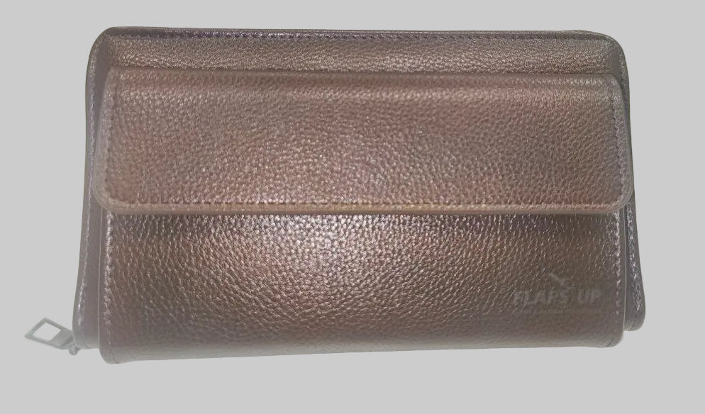 Premium Leather Pouch with Mobile Case Compartment