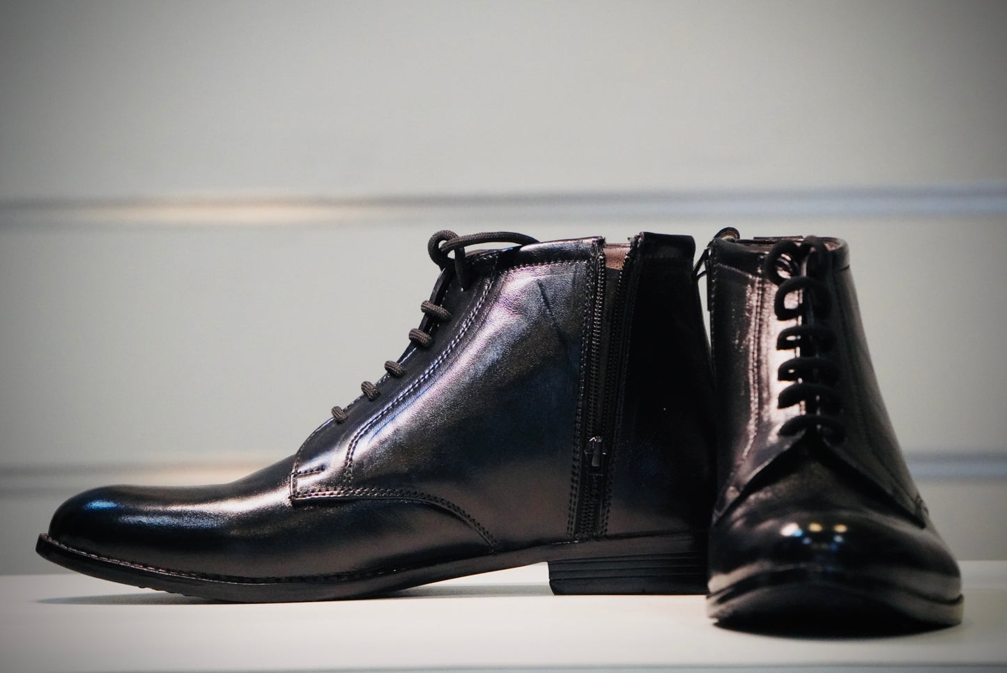 Ankle zip + lace Mens boots