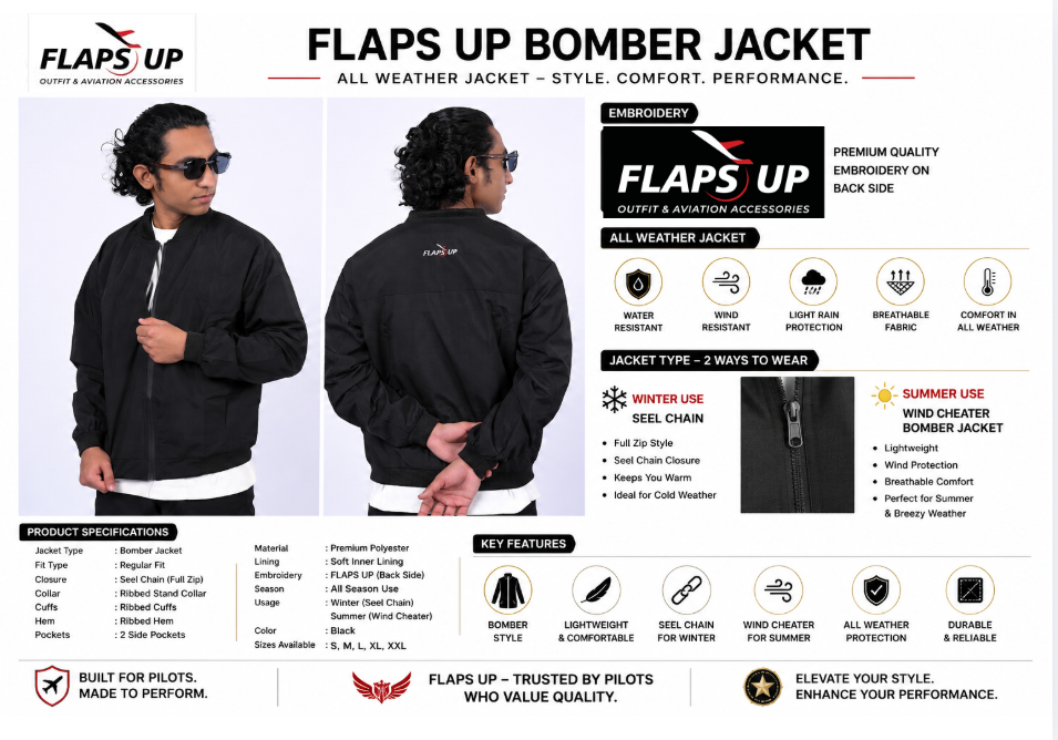 Flaps up bomber jacket