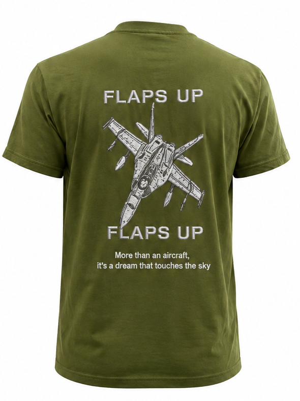 Flaps Up Fighter Jet Graphic T-Shirt – Olive Green | Premium Cotton